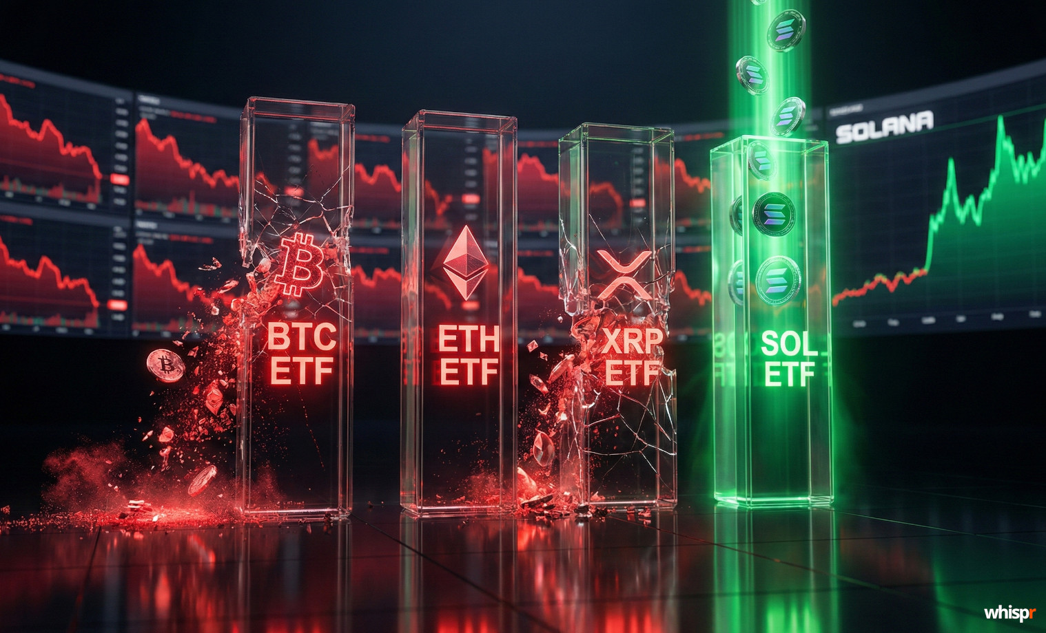 ETFs de Cripto en EE.UU.: Salidas Millonarias en Bitcoin, Ether y XRP; Solana Sorprende con Entradas
