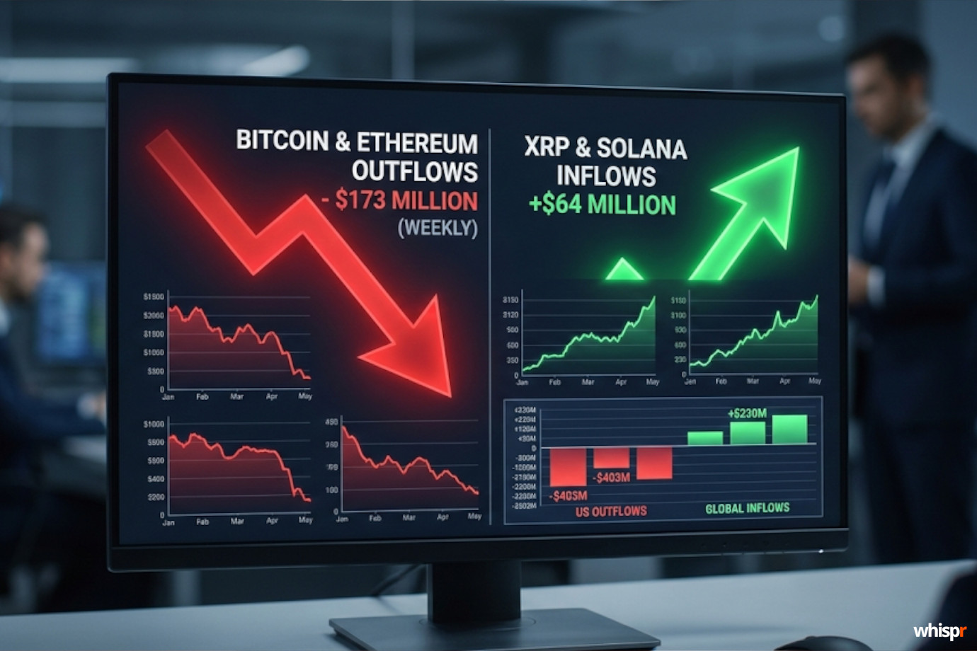 Los fondos de cripto encadenan cuatro semanas de salidas, pero XRP y Solana resisten