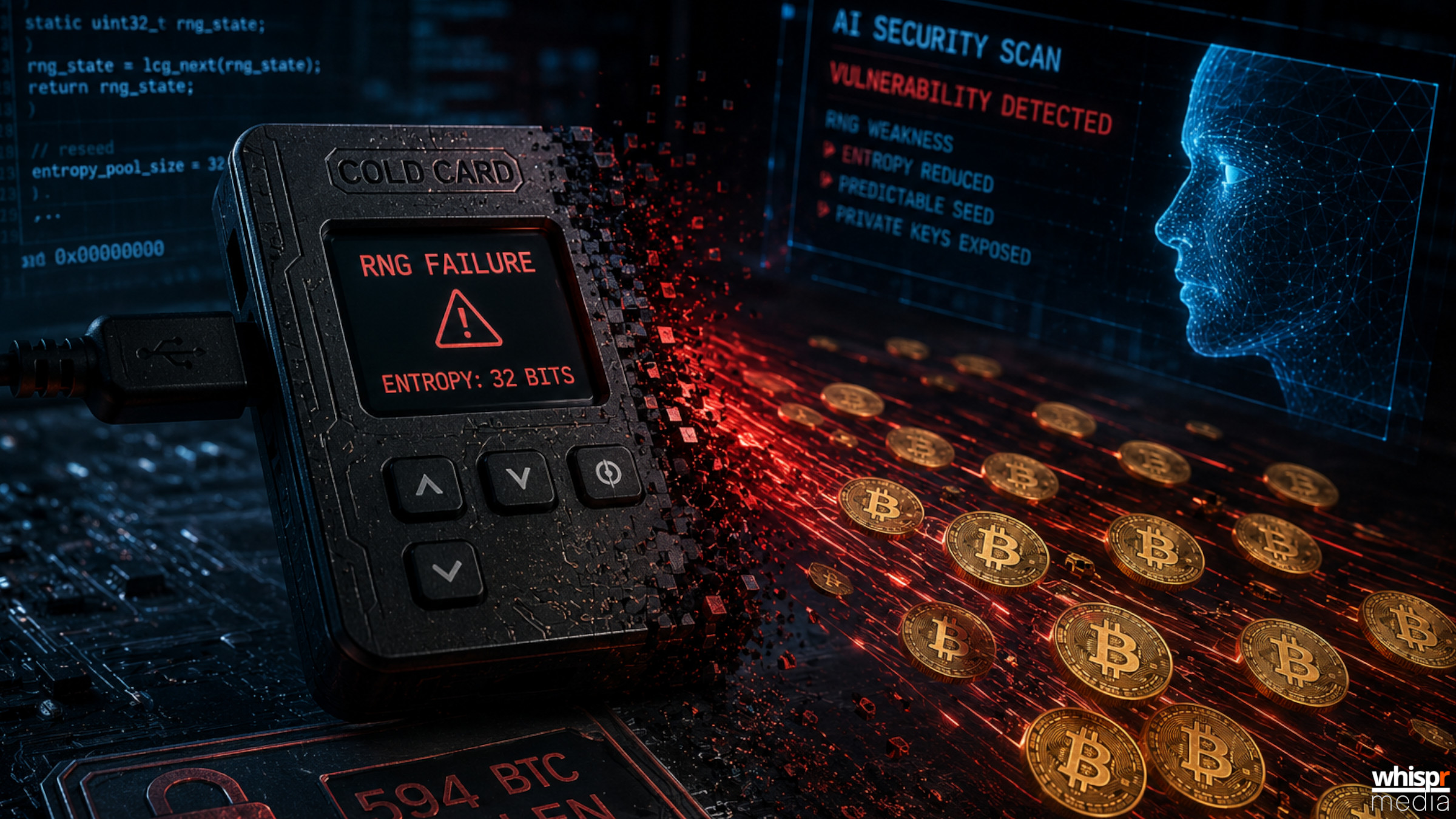 La IA destapa el origen de la vulnerabilidad en Coldcard y 594 BTC desaparecen